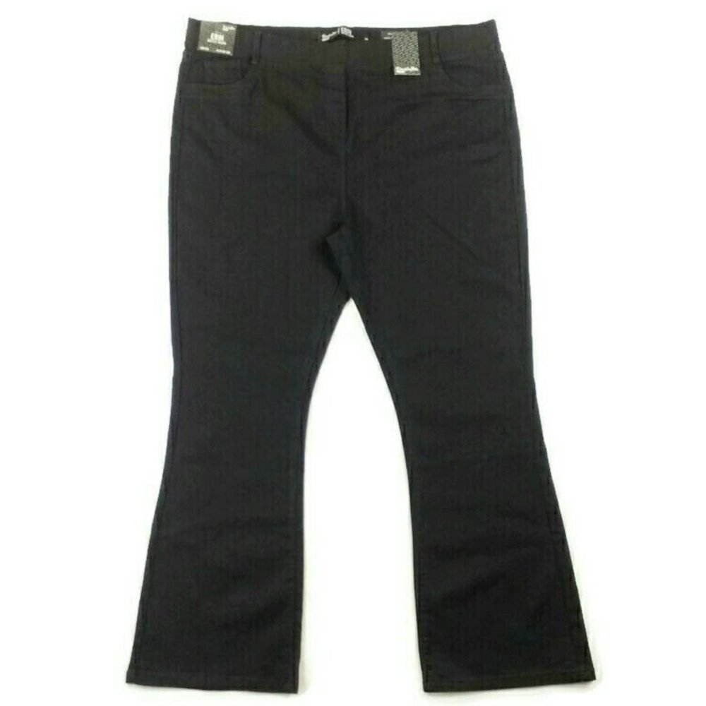 Simply Be Denim Erin Black Pull-On Bootcut Jegging Jeans Womens US 20